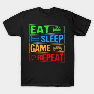 Gaming Eat Sleep Game Repeat Gift Multiplayer Video Games T-Shirt